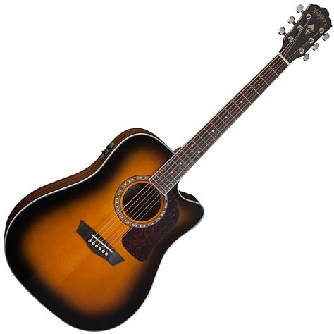 DISC Washburn HD10SCETB Electro Acoustic Dreadnought Guitar, Tobacco | Gear4music