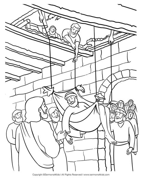 Jesus Heals a Paralytic (1) | Children's Sermons from Sermons4Kids.com | Sunday school coloring ...