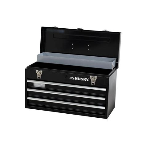 Husky 8.80 in. 3-Drawer Portable Tool Box with Tray-TB-303B - The Home ...