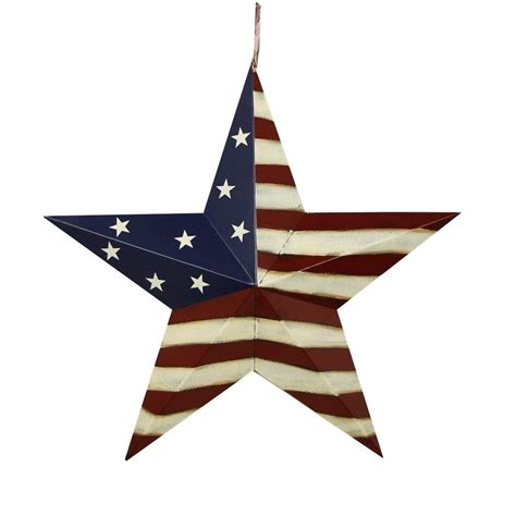 Metal American Flag Barn Star Decor Patriotic Mounted 3D Wall Art July of 4th Decoration ...