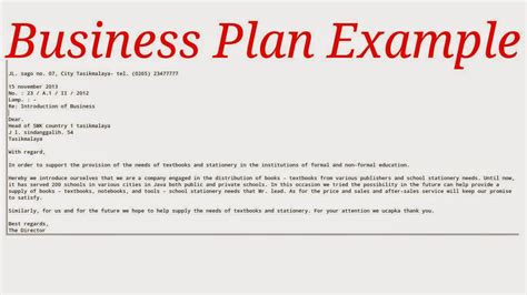 business plan example ~ samples business letters