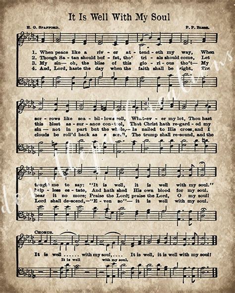 It is Well With My Soul Print, Printable Vintage Sheet Music, Instant Download, Aged Antique ...