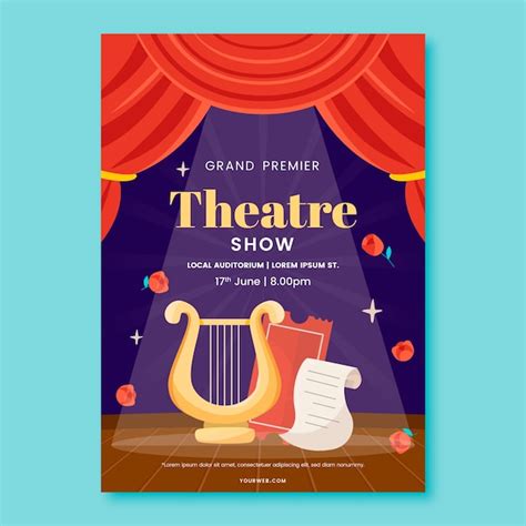 Free Vector | Theatre show vertical poster template