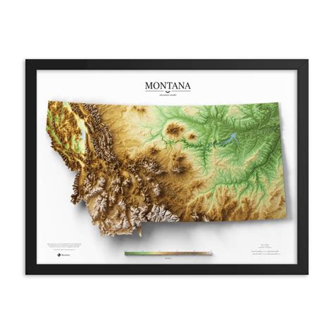 Montana Elevation Map Poster - Etsy