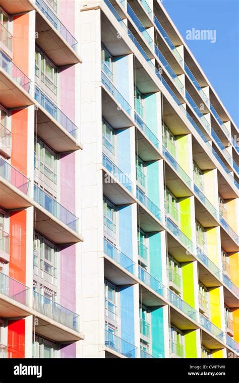 High rise apartments. A colourful modern apartment block in Nottingham ...