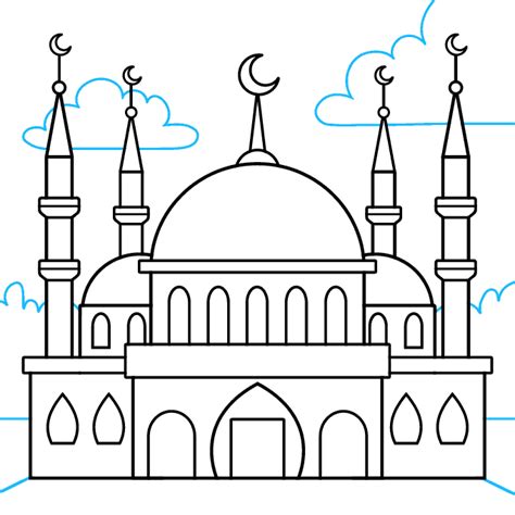 How to Draw a Mosque - Really Easy Drawing Tutorial