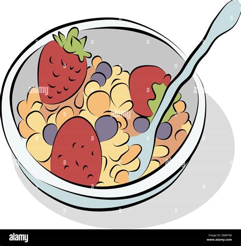 Bowl of Cereal Line Drawing Stock Vector Art & Illustration, Vector ...