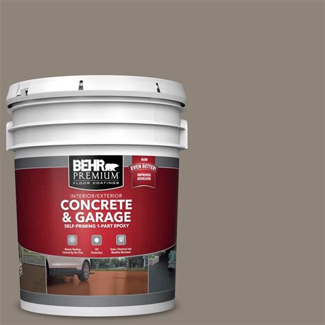 BEHR PREMIUM 5 gal. #N200-5 Woodcraft 1-Part Epoxy Satin Interior/Exterior Concrete and Garage ...