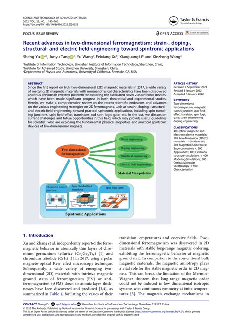 (PDF) Recent Advances in Two-dimensional Ferromagnetism: Strain-, Doping-, Structural- and ...