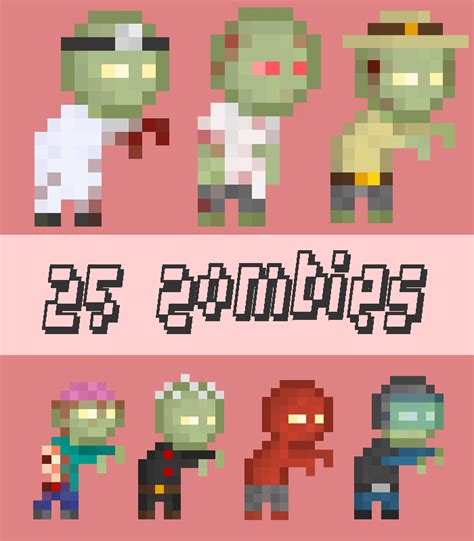 25 Pixel Zombie Sprites | GameDev Market