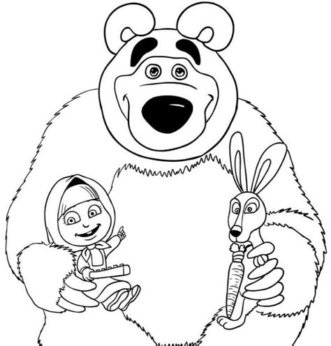 Masha and the Bear cartoon characters coloring book to print and online