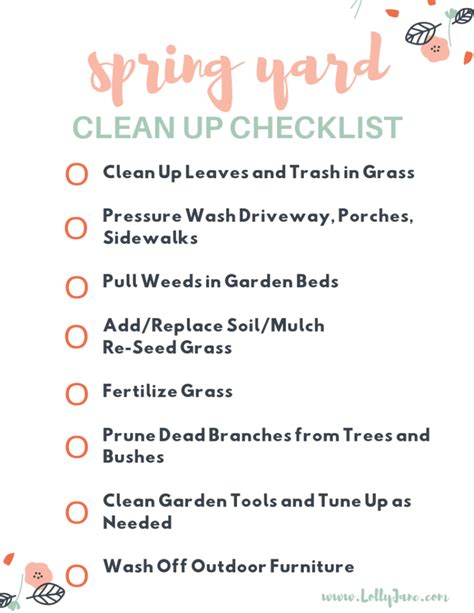 spring yard clean up checklist - Lolly Jane