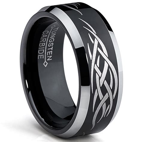 8MM Black Men's Tungsten Ring with Laser Etched Tribal Design Size 8 - Walmart.com