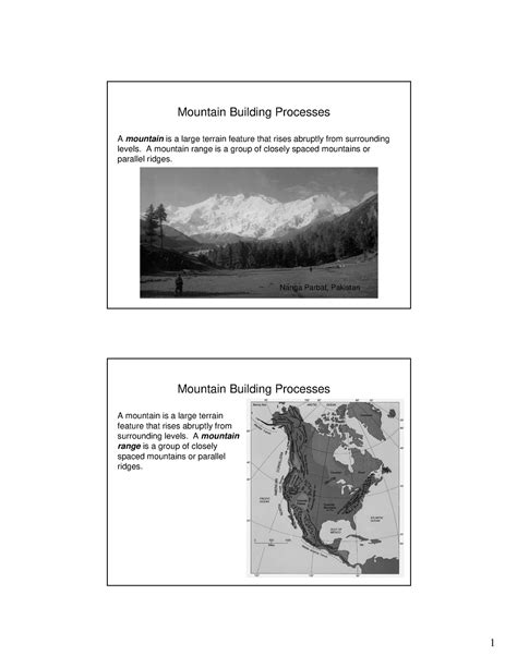 Mountains - Mountain building process - A mountain is a large terrain ...