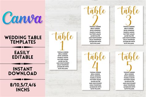 Editable Wedding Table Number Seating Chart Template - Canva By ...