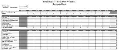 Small Business Cash Flow Projection Template