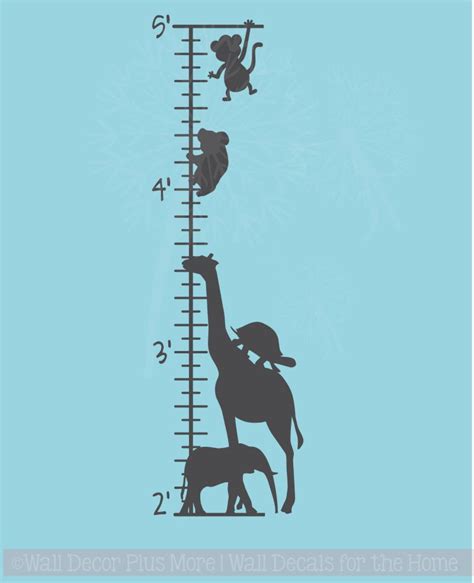 Zoo Animals Growth Chart Wall Decal Vinyl Sticker for Wall Art ...