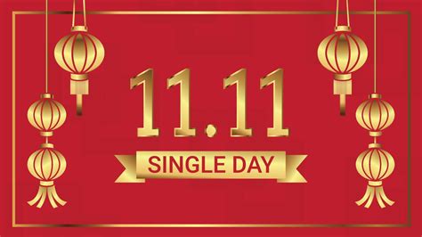 Singles Day sale November 11th with a red and gold theme 4772083 Vector Art at Vecteezy