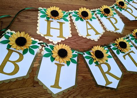 Personalized Sunflower Birthday Banner Birthday Decor Bridal - Etsy