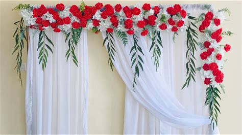 Make Red And White Backdrop Effortlessly | Wedding,Birthday Engagement Backdrop - YouTube