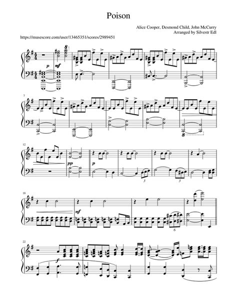 Alice Cooper´s Poison Sheet music for Piano (Solo) | Musescore.com