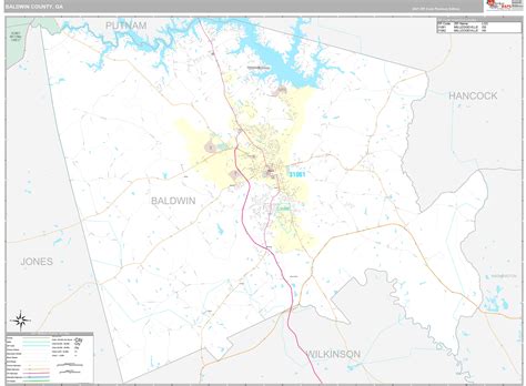 Baldwin County, GA Wall Map Premium Style by MarketMAPS - MapSales