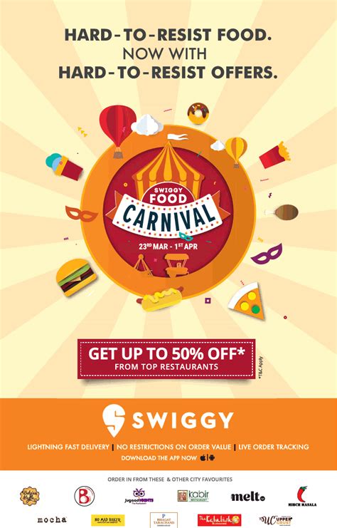 Swiggy Food Carnival 23Rd March To 1St April Get Upto 50% Off Ad ...