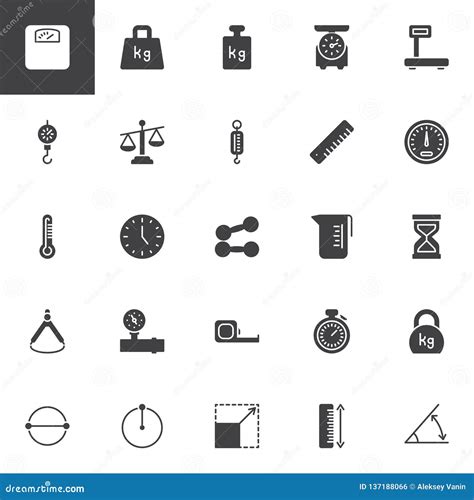 Scale and Measurement Vector Icons Set Stock Vector - Illustration of filled, instrument: 137188066