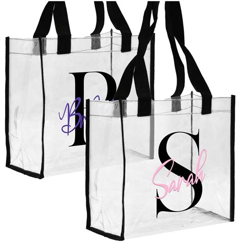 Personalized Initial Clear Tote Bags Customized Stadium Approved ...