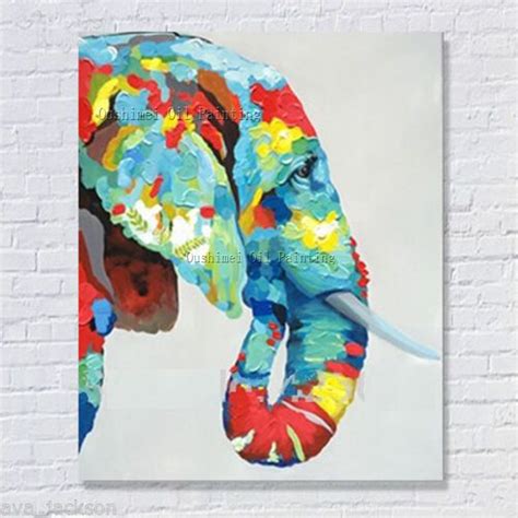 Artist Fashion Design Pop Oil Painting Abstract Colorful Knife Elephant ...