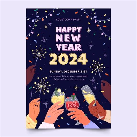 Free Vector | Flat vertical poster template for new year 2024 celebration