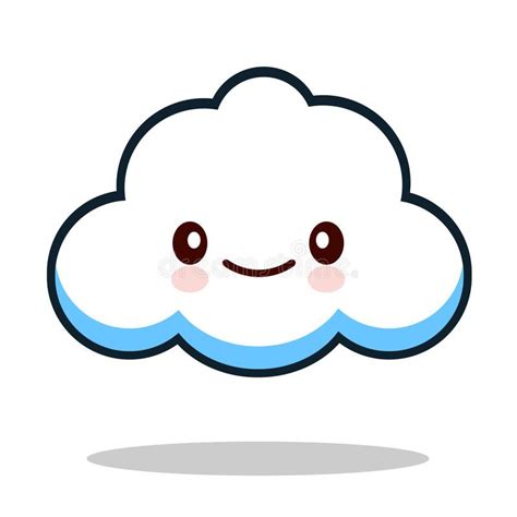 Nube linda del emoticon blanco de la historieta de Kawaii stock de ...