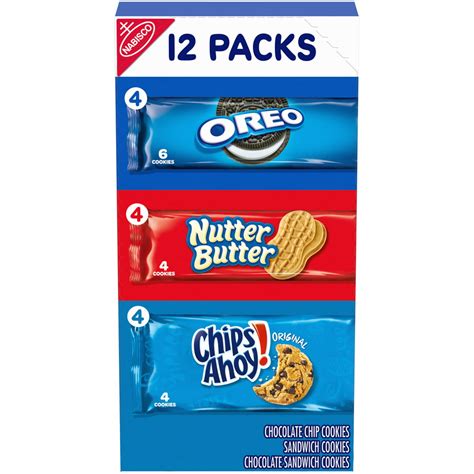 Nabisco Cookie Variety Pack, Oreo, Nutter Butter, Chips Ahoy!, 12 Snack Packs - Walmart.com ...