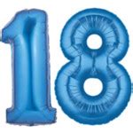 Large Blue Number 18 Balloons, Large Number Balloons are 40" high