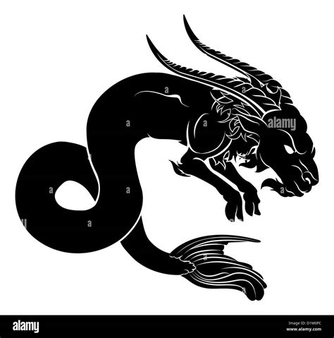 An illustration of a stylised black sea goat perhaps a sea goat tattoo ...