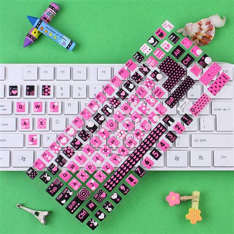 KEYBOARD STICKERS COVER SKIN PINK IMAGES KIDS REMOVABLE EVA NEW ...