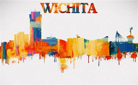 Colorful Wichita Skyline Silhouette Painting by Dan Sproul