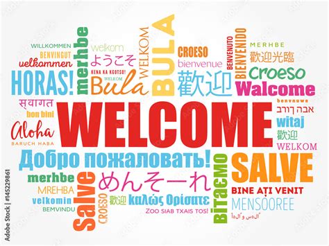 Vecteur Stock WELCOME word cloud in different languages, conceptual background | Adobe Stock