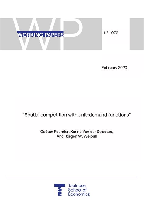 “Spatial Competition with Unit-Demand Functions” - DocsLib