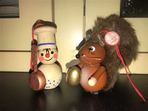 2 LOT VINTAGE German Wooden STEINBACH Christmas Ornaments Squirrel Baker | eBay | Vintage german ...