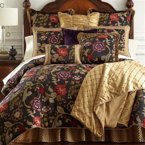 Escapade Black Floral Comforter Bedding by Austin Horn Classics