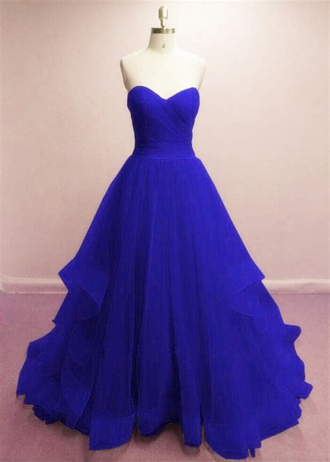 Pretty Royal Blue Prom Gowns, Blue Evening Dresses, Tulle Formal Gowns 2018 | BeMyBridesmaid