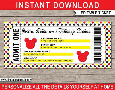 Free Printable Disney Cruise Ticket - Printable Word Searches