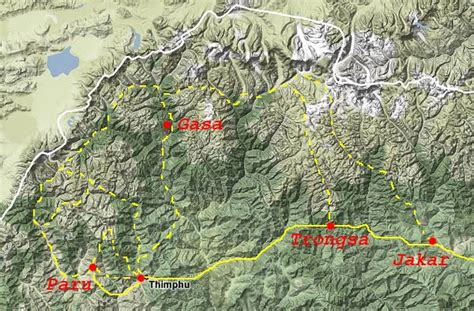 Himalayan Trail Trekker: Bhutan trekking routes & map