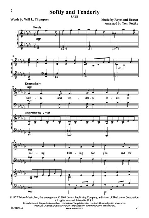 Softly and Tenderly (SATB ) by Raymond Brown | J.W. Pepper Sheet Music | Softly and tenderly ...