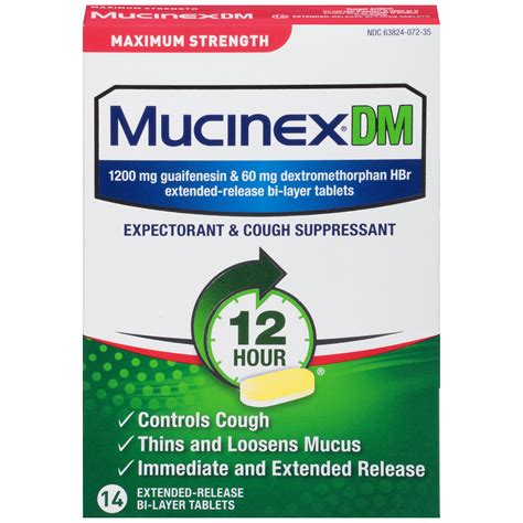 Mucinex DM Expectorant & Cough Suppressant, Maximum Strength, Extended ...