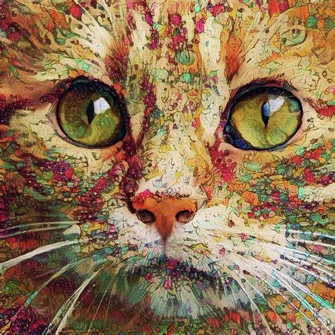 Ginger Cat Art Digital Art by Peggy Collins