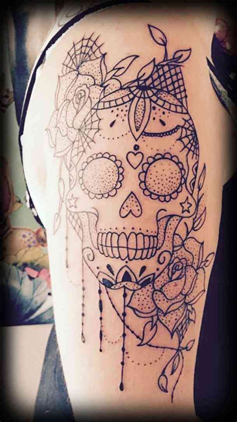 50 Stunning Sugar Skull Tattoo Design Ideas & Their Meanings | Mexican ...