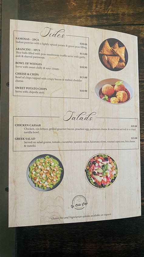 Menu at Ye Olde Cafe Minlaton, Minlaton