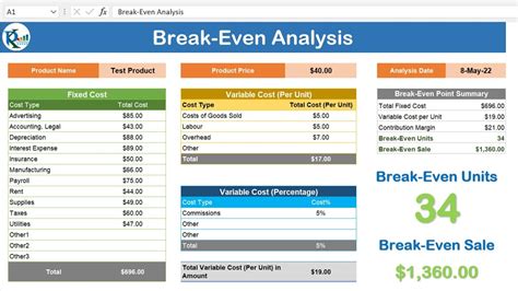 Break-Even Analysis Template in Excel - YouTube